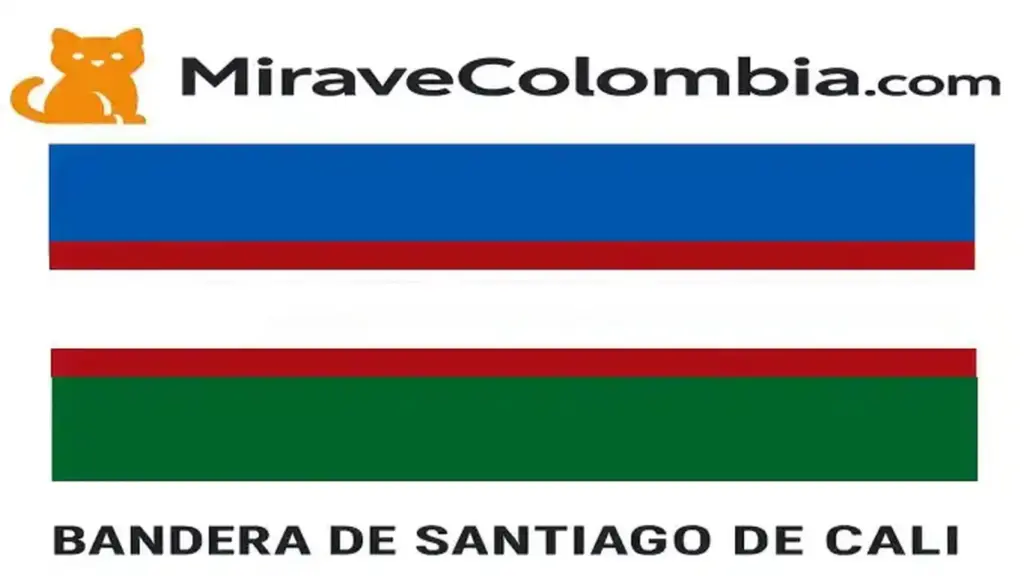 Flag of Santiago de Cali Flag of Santiago de Cali alongside the MiraveColombia.com logo, as part of cultural content on symbols representing Cali.