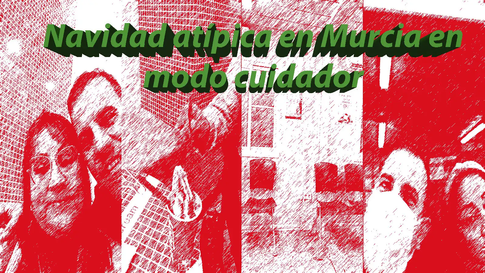 Navidad atípica en Murcia: Collage de pareja hispanocolombiana viviendo la Navidad en Murcia en modo cuidador en un entorno hospitalario.